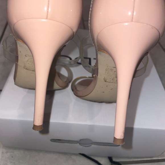 ALDO Montesegale Soft Pink Crystal Clear Strap Open-Toe Pumps Size 8 - Picture 7 of 13